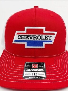 Richardson 112 Trucker Hat - Red Chevrolet Patch